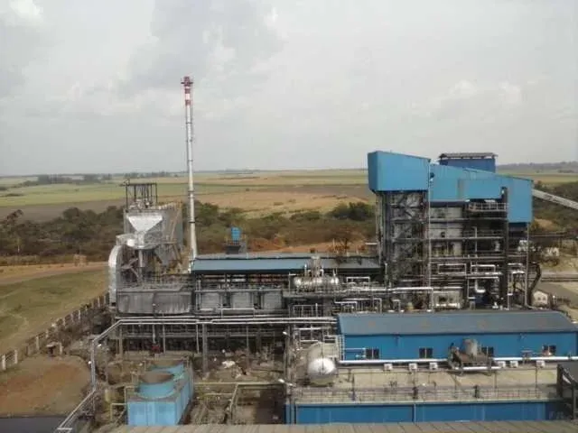 Industrial energy plant with boiler unit, ducts and piping infrastructure